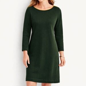 Olive Green and Gold Trim Thick Warm Knit Comfy Soft Long Sleeve Dress [size M]